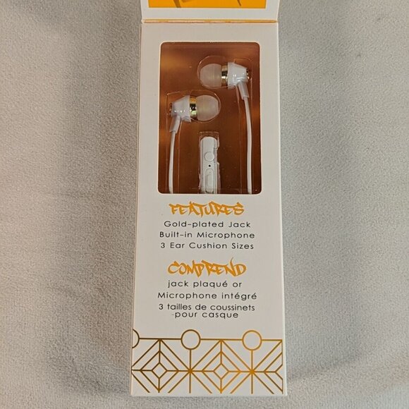 B Hip Maestro Series Dorato Big Bass Gold White Fashion Earbuds NEW 3.5mm Mic - Picture 3 of 8